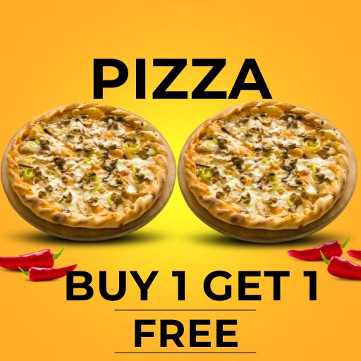 Pizza Offer ( Medium / Large) : Buy 1 & Get 1 Free ( Valid on Monday / Wednesday / Friday)